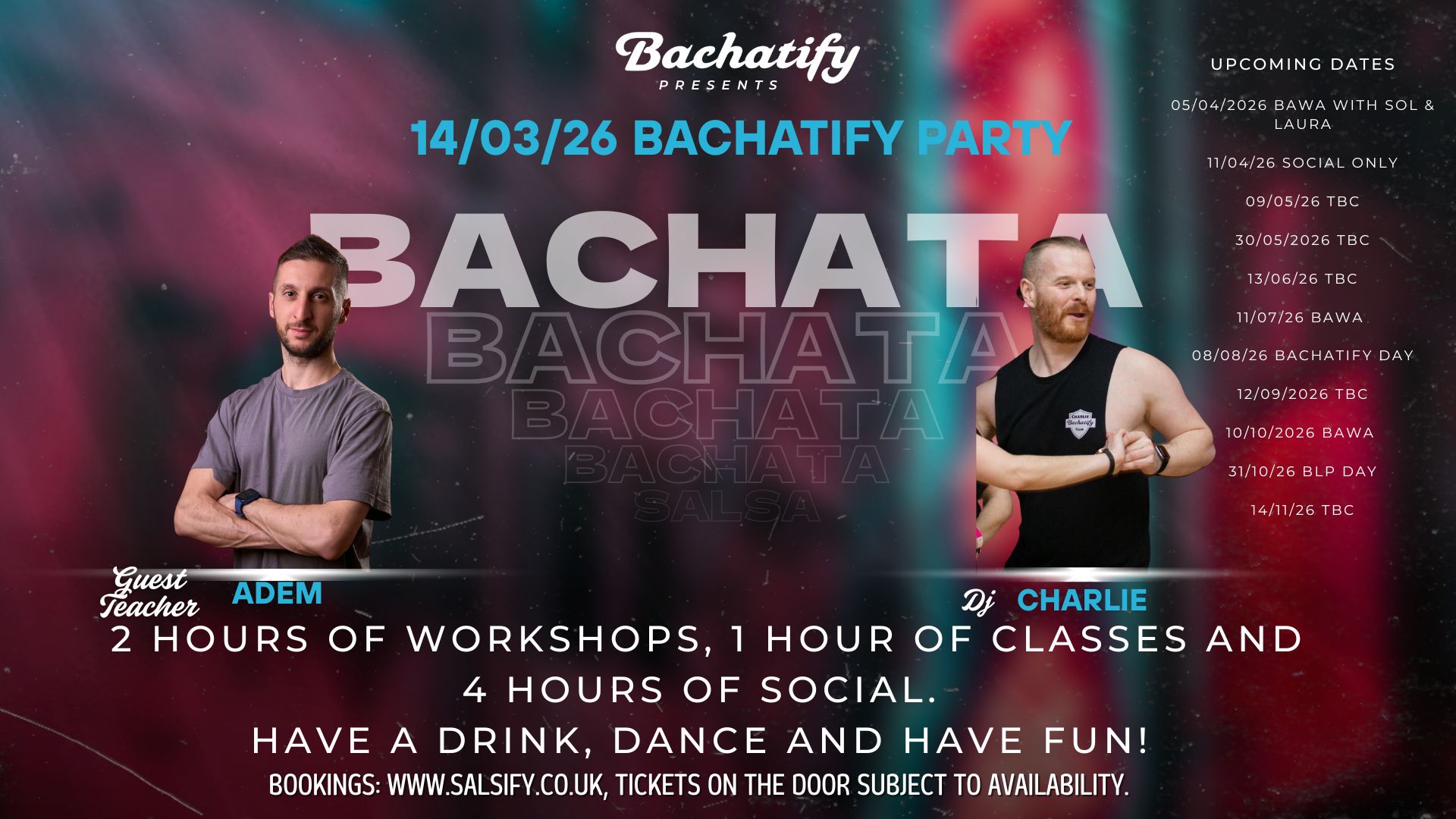 Bachatify: Saturday 14th March 2026 Workshop and Party with Adem