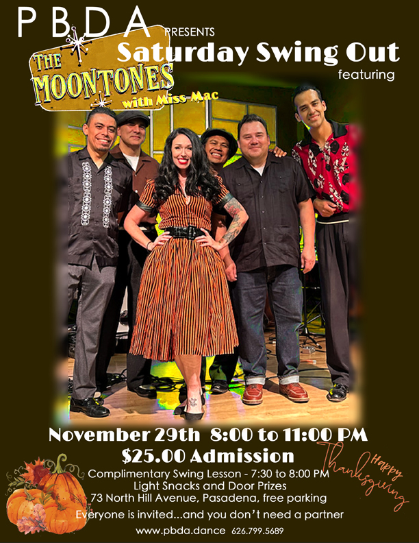 It's THE MOONTONES! THIS SATURDAY NIGHT, NOV. 29th at PBDA! (let's work off our Turkey dinners!)