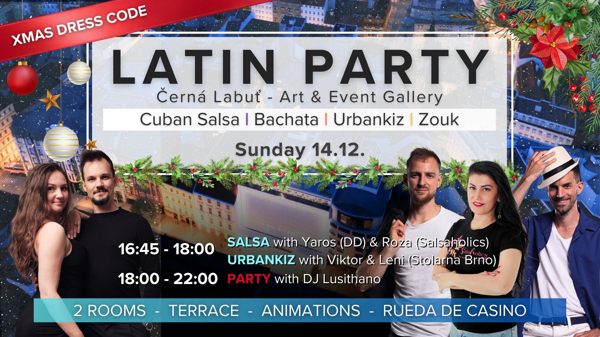 Christmas Latin Party in Černá Labuť 🎄 Cuban Salsa-Bachata-Zouk-UrbanKiz