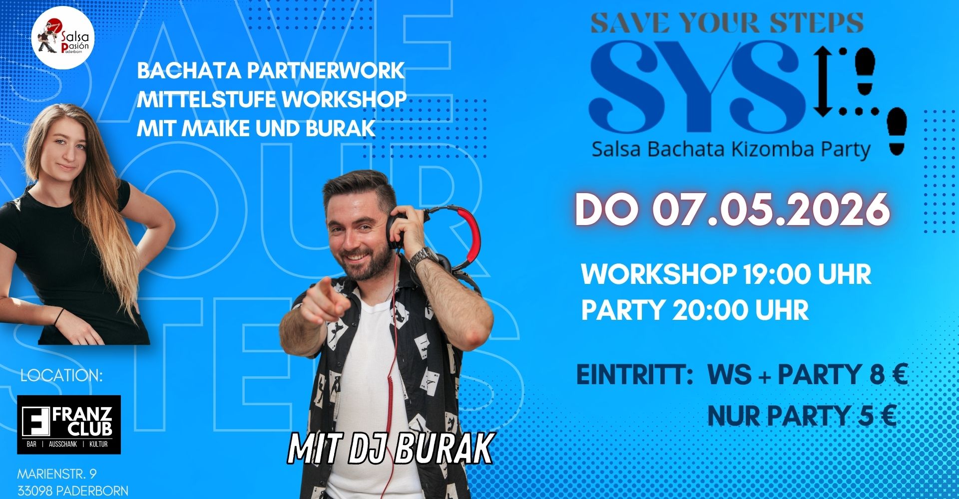 SYS After Work Salsa Party mit DJ Burak und Bachata Partnerwork WS