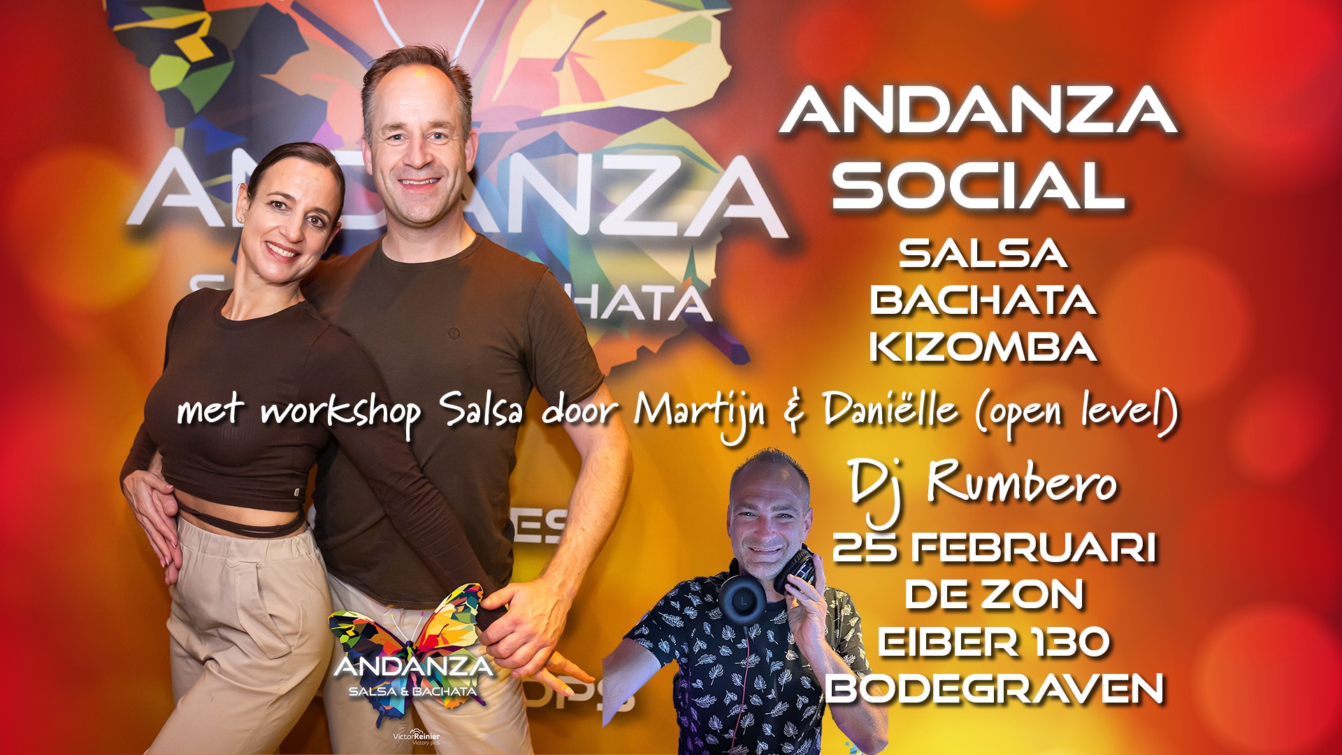 Andanza social met Salsa workshop - Salsa Bachata Kizomba - Dj Rumbero - De Zon Bodegraven