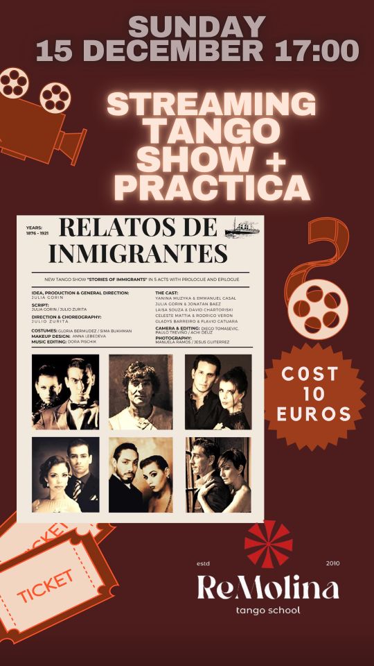 Movie + Practica evening at ReMolina Tango Sunday 15 December