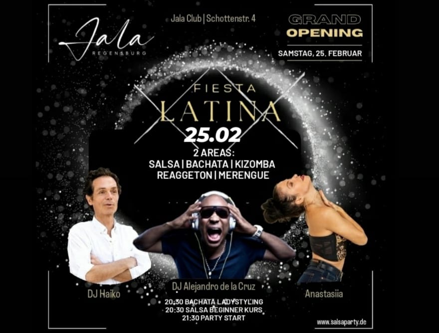 Fiesta Latina GRANDE *Salsa, Bachata, Reaggeton* 2 Areas, 2 Workshops