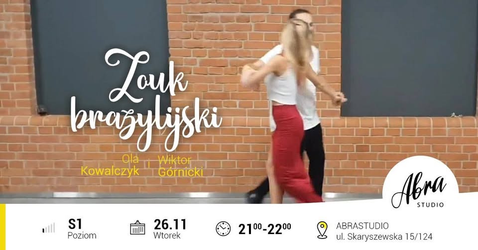 Zouk brazylijski poziom S1 wtorek 21:00-22:00 start 26.11