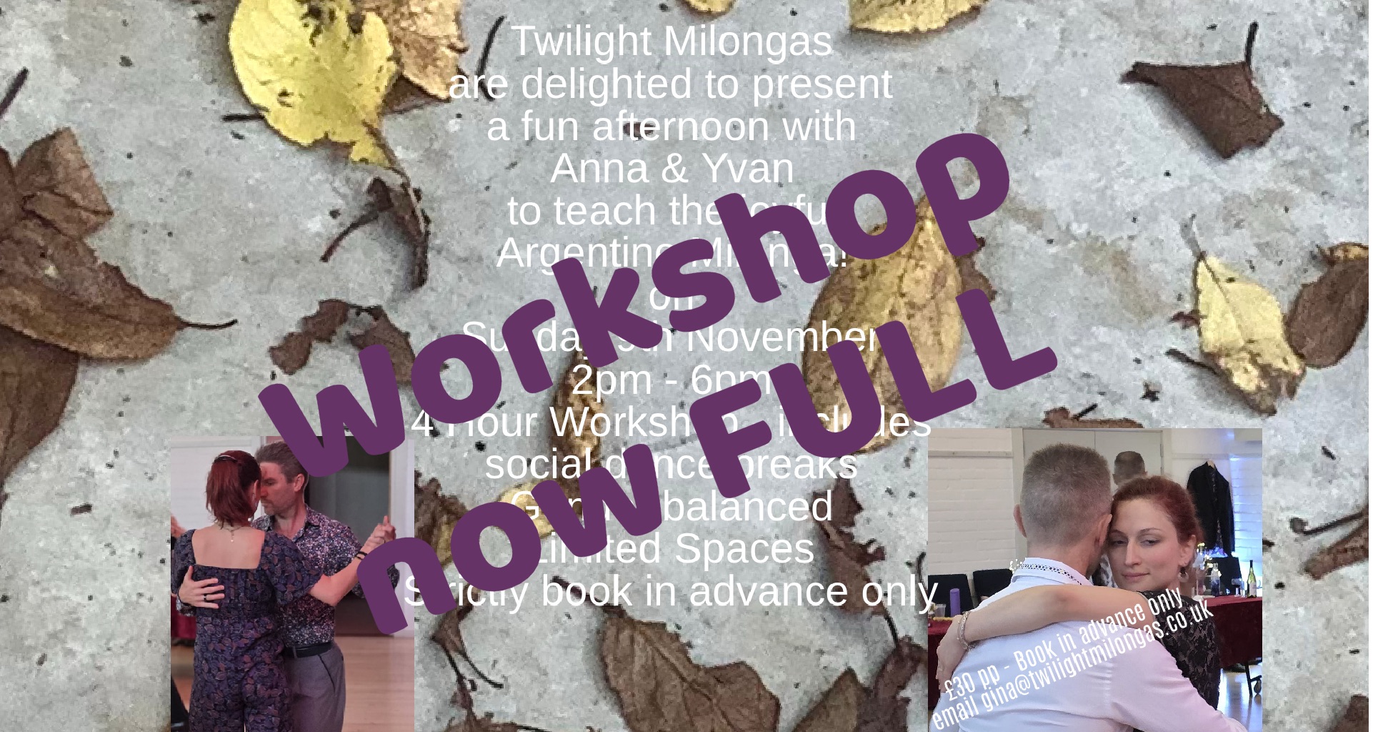 4-Hour MILONGA Workshop with Anna & Yvan - Sunday 9th Nov - Wheathampstead