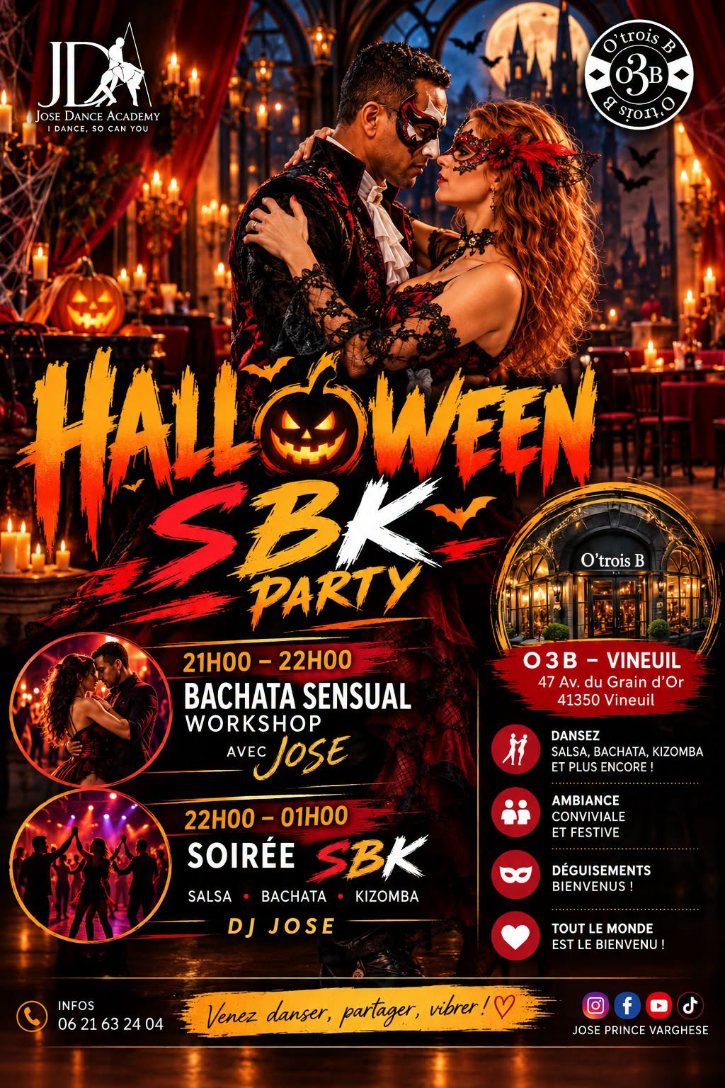 🎃🔥 HALLOWEEN SBK PARTY À O3B SAMEDI 31 OCTOBRE Blois Jose 🔥🎃