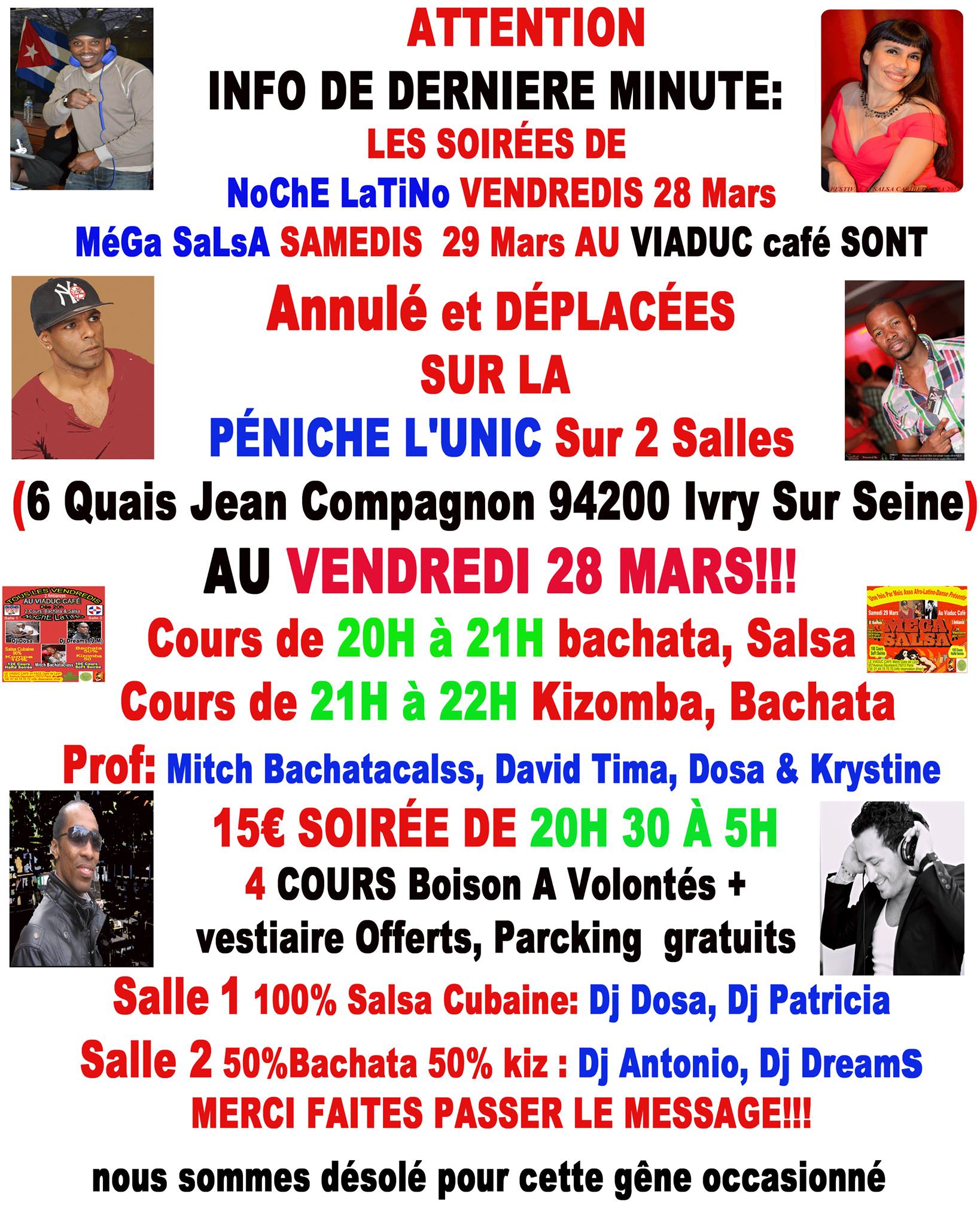 Vendredi 28 SOiRée MeGA Noche LaTiNo SaLSa 8ème édition sur la péniche l'unic