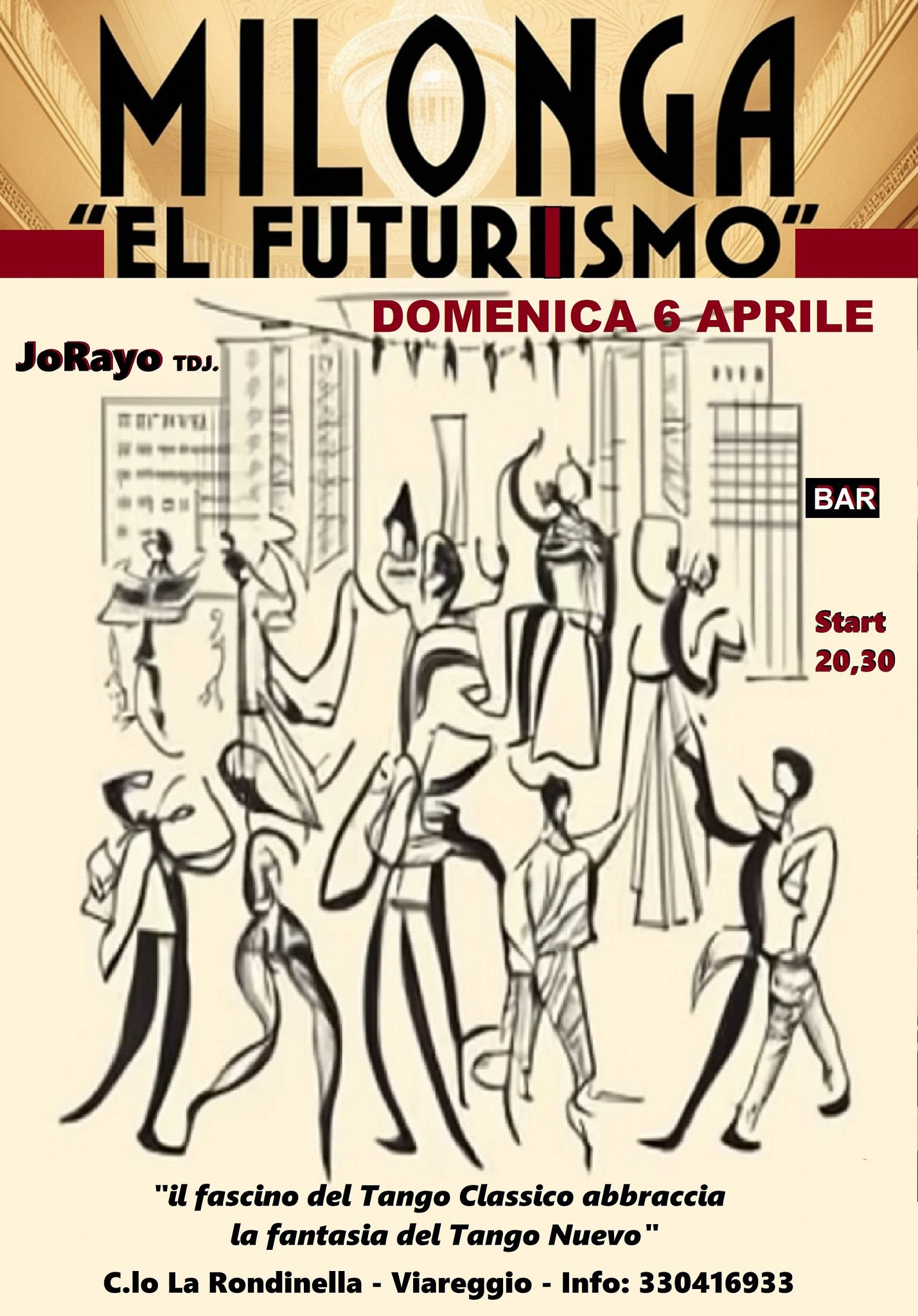 Milonga "el FUTURISMO" con Bar interno al locale e grande Parcheggio Libero
