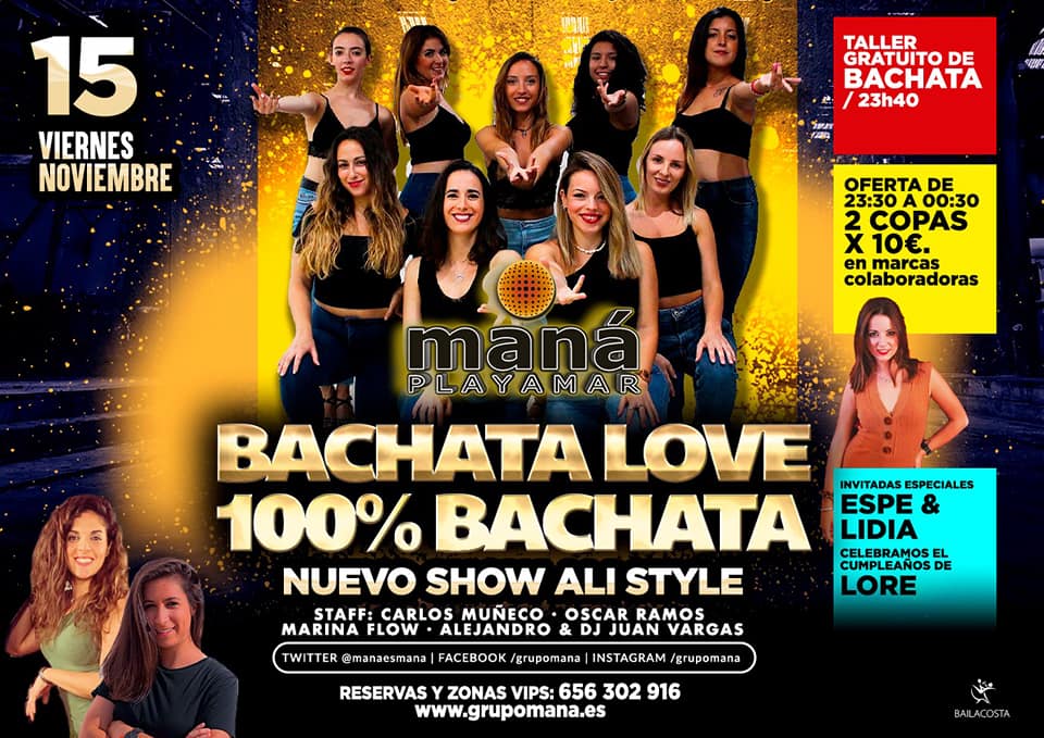 Fiesta 100% Bachata Love! Maná Playamar!