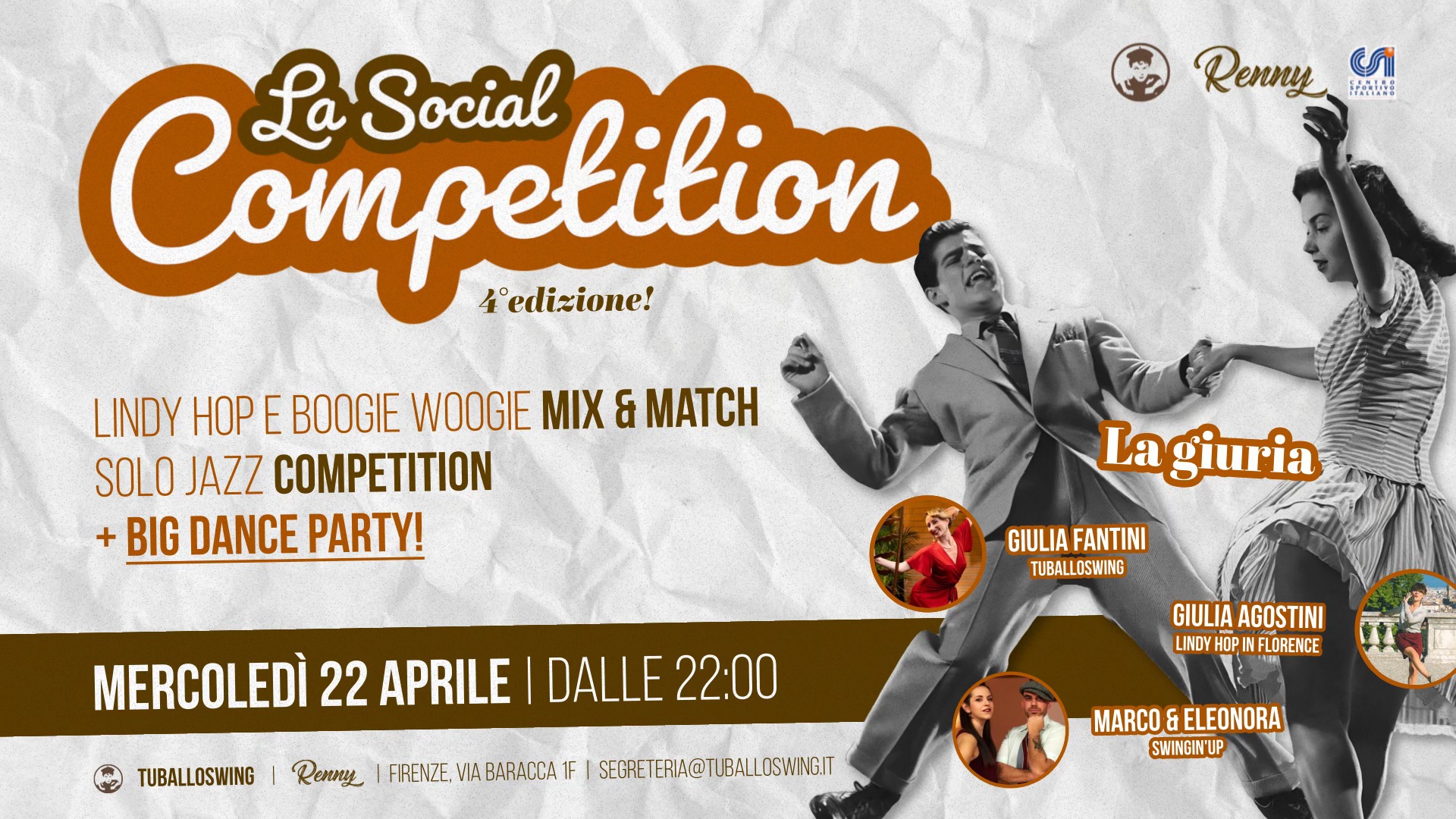 SOCIAL SWING COMPETITION! Mix & Match + Big Party! @RennyClubFirenze