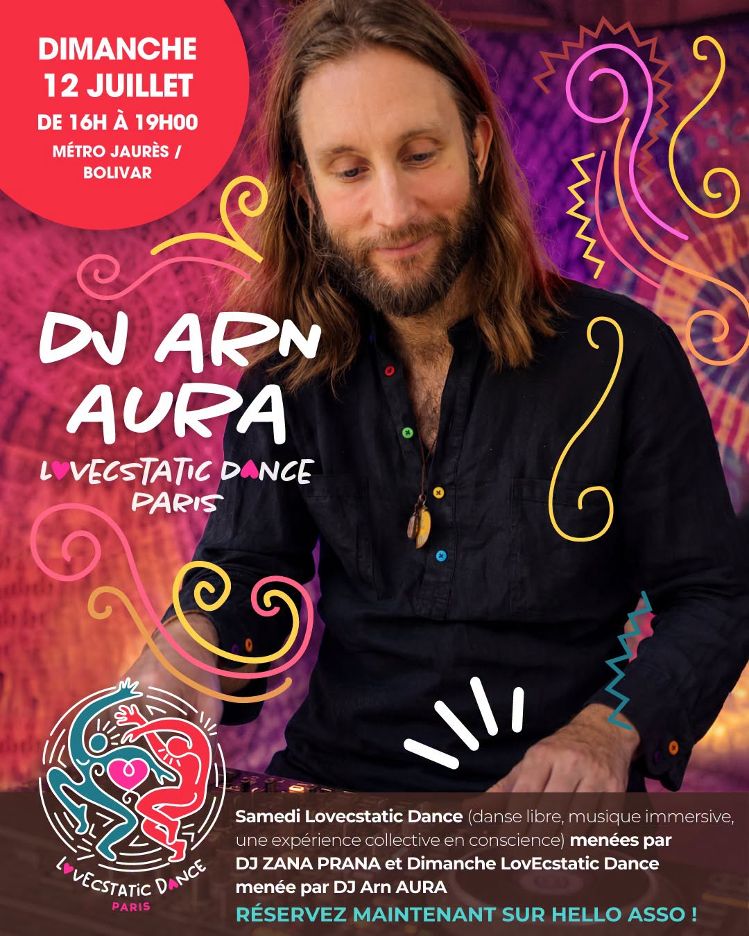🌞 Ecstatic Dance Paris • Voyage de Danse Libre avec DJ ARN Aura Dimanche 12 Juillet
