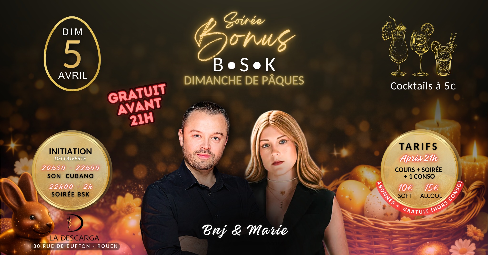 Dimanche de Pâques Soirée Bonus BSK à La Descarga (Bachata, Salsa, Kizomba)