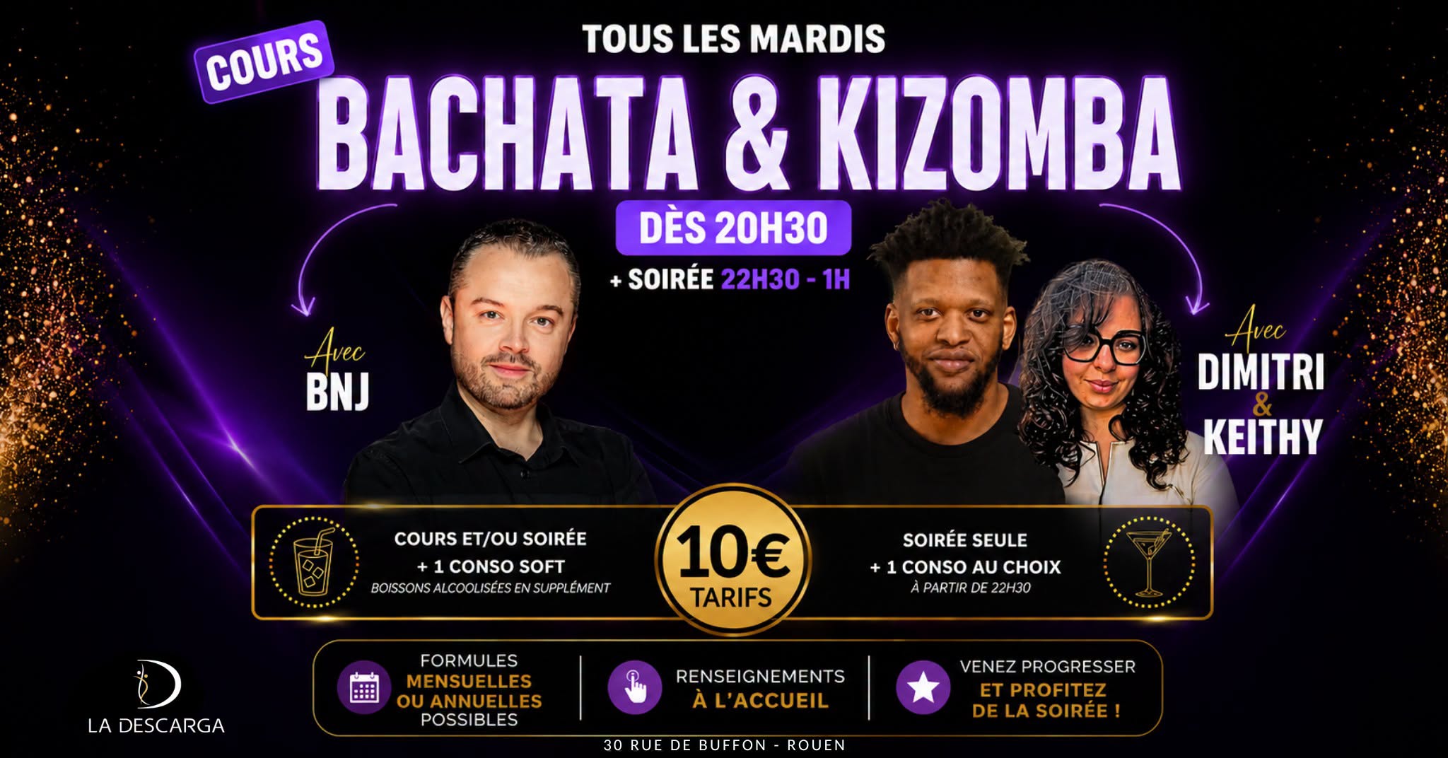 Les mardis Bachata & Kizomba à La Descarga (+ soirée Bachata - kizomba, salsa sur demande)