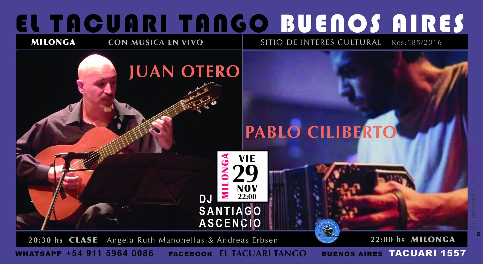 Viernes de milonga + Juan Otero y Pablo Ciliberto en vivo