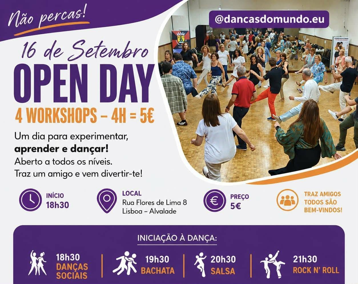 Open Day Academia Danças do Mundo: 4 Workshops por 5€!