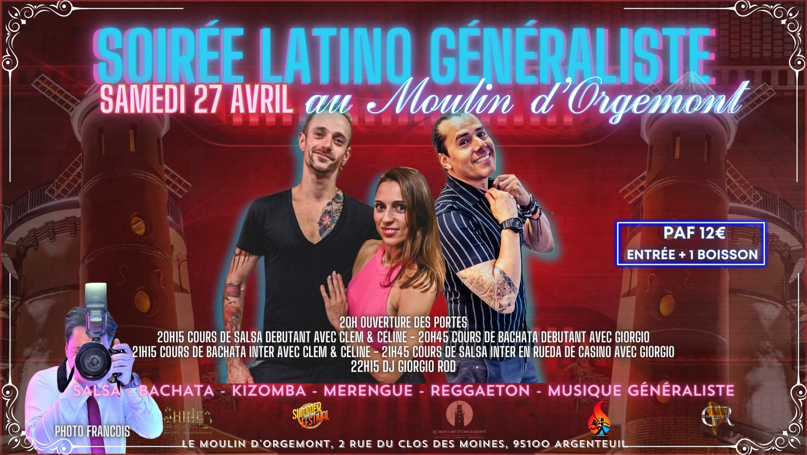 Samedi 27 Avril Soirée Latino Généraliste au Moulin d'Orgemont