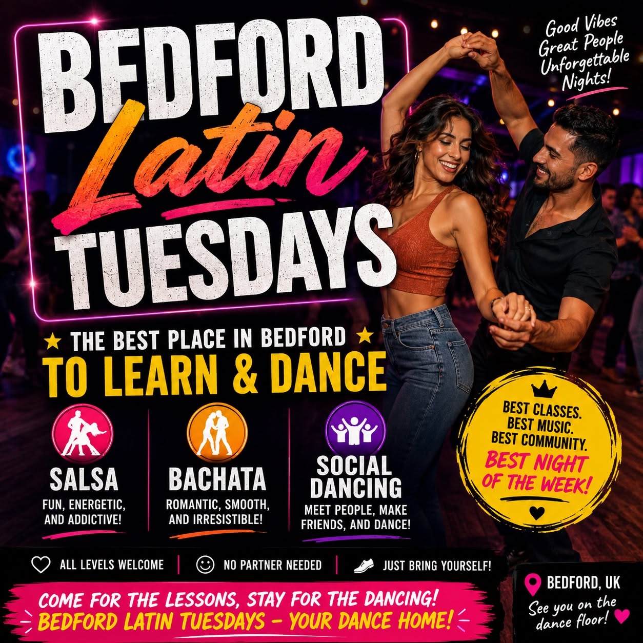 Bedford Latin Tuesdays “Salsa & Bachata Classes and Social” at The George & Dragon