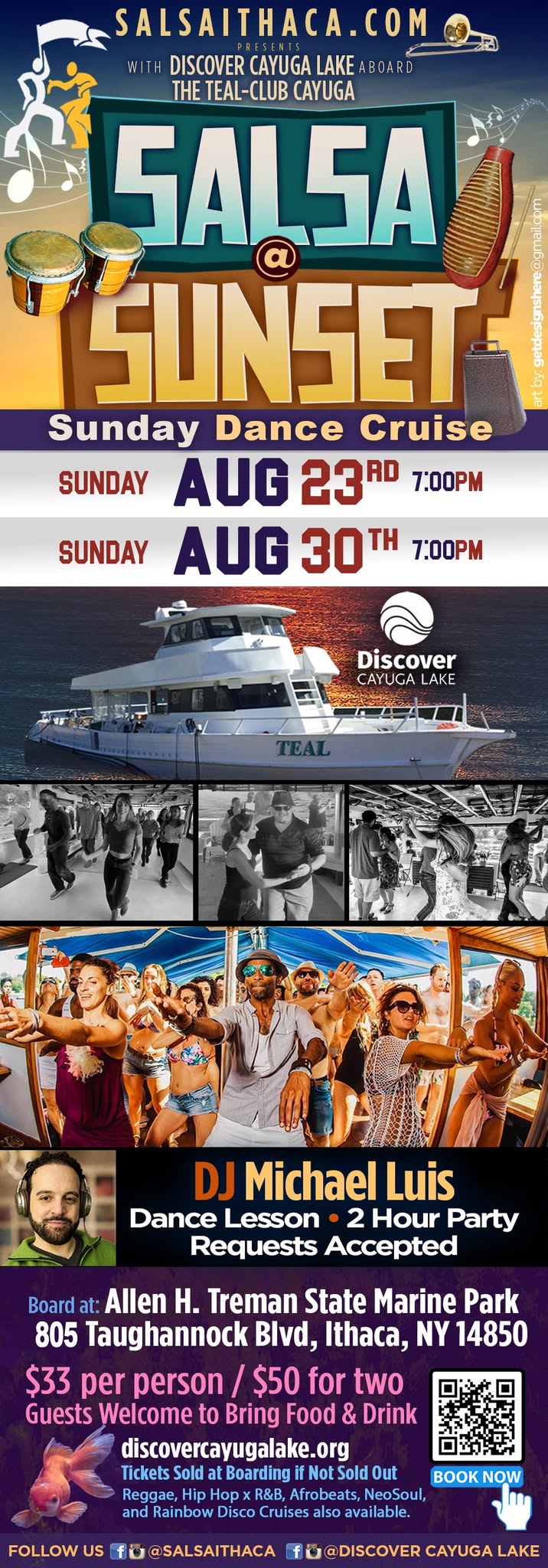 SALSA @ SUNSET is BACK 🌅 LATIN DANCE CRUISES on CAYUGA LAKE 🛳️