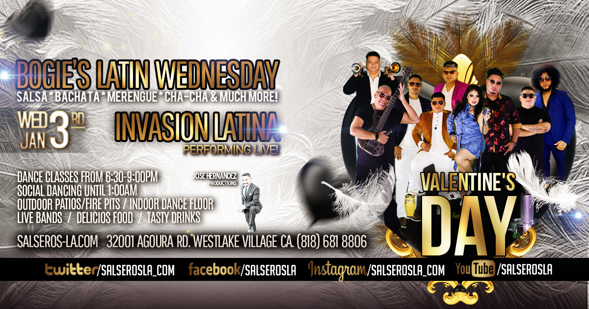 Valentines day celebration at Bogies Latin Wednesday with Invasion Latina