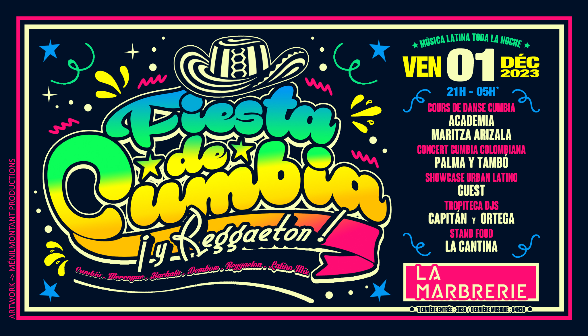 FIESTA DE CUMBIA Y REGGAETON (+ Merengue, Dembow, BaileFunk, Bachata, LatinoMix) • La Marbrerie