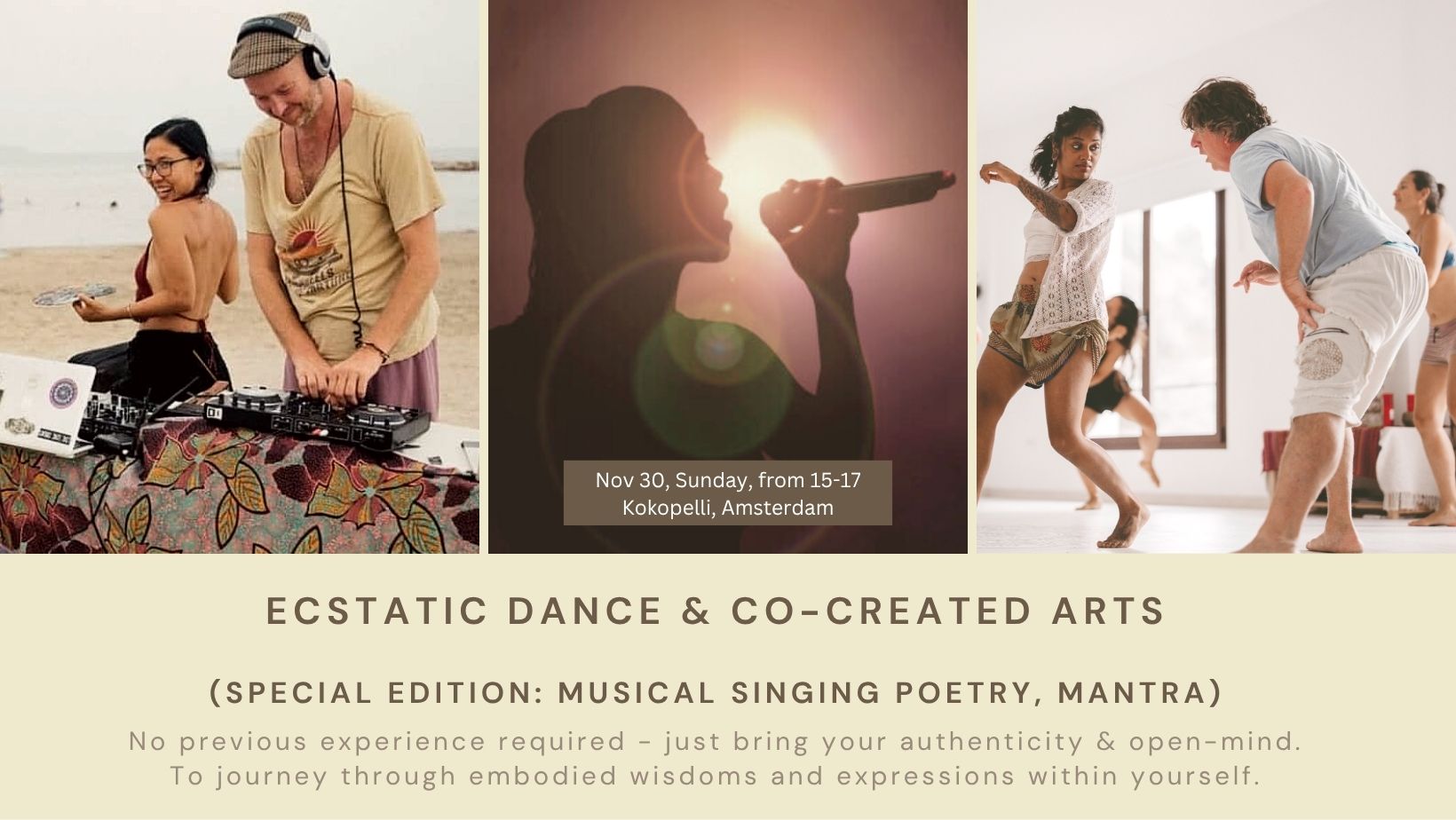 Ecstatic Dance Journey + Co-created Musical Singing Poetry, Amsterdam