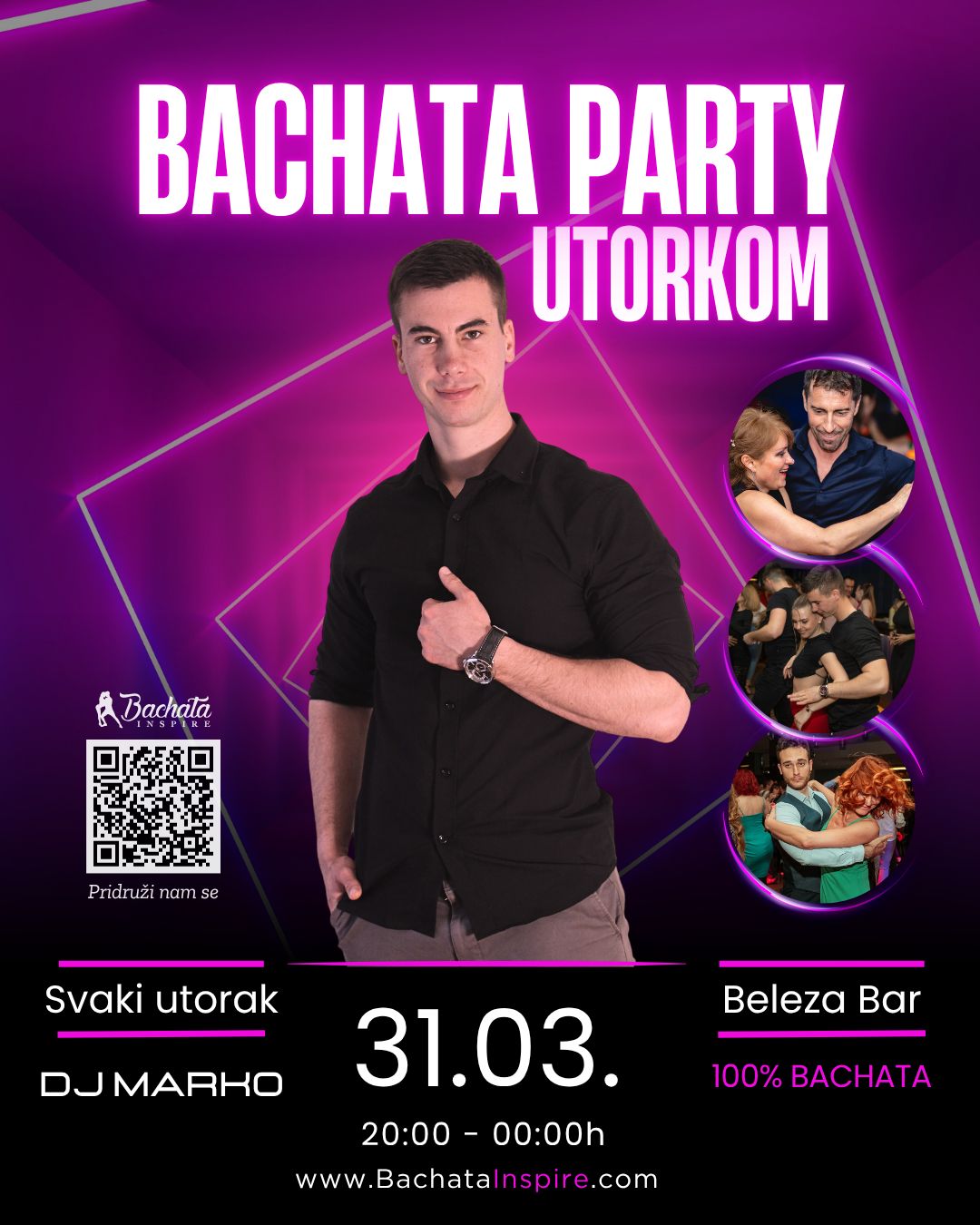‼️💯 Bachata Party UTORKOM 💜 31.03. Beleza Bar