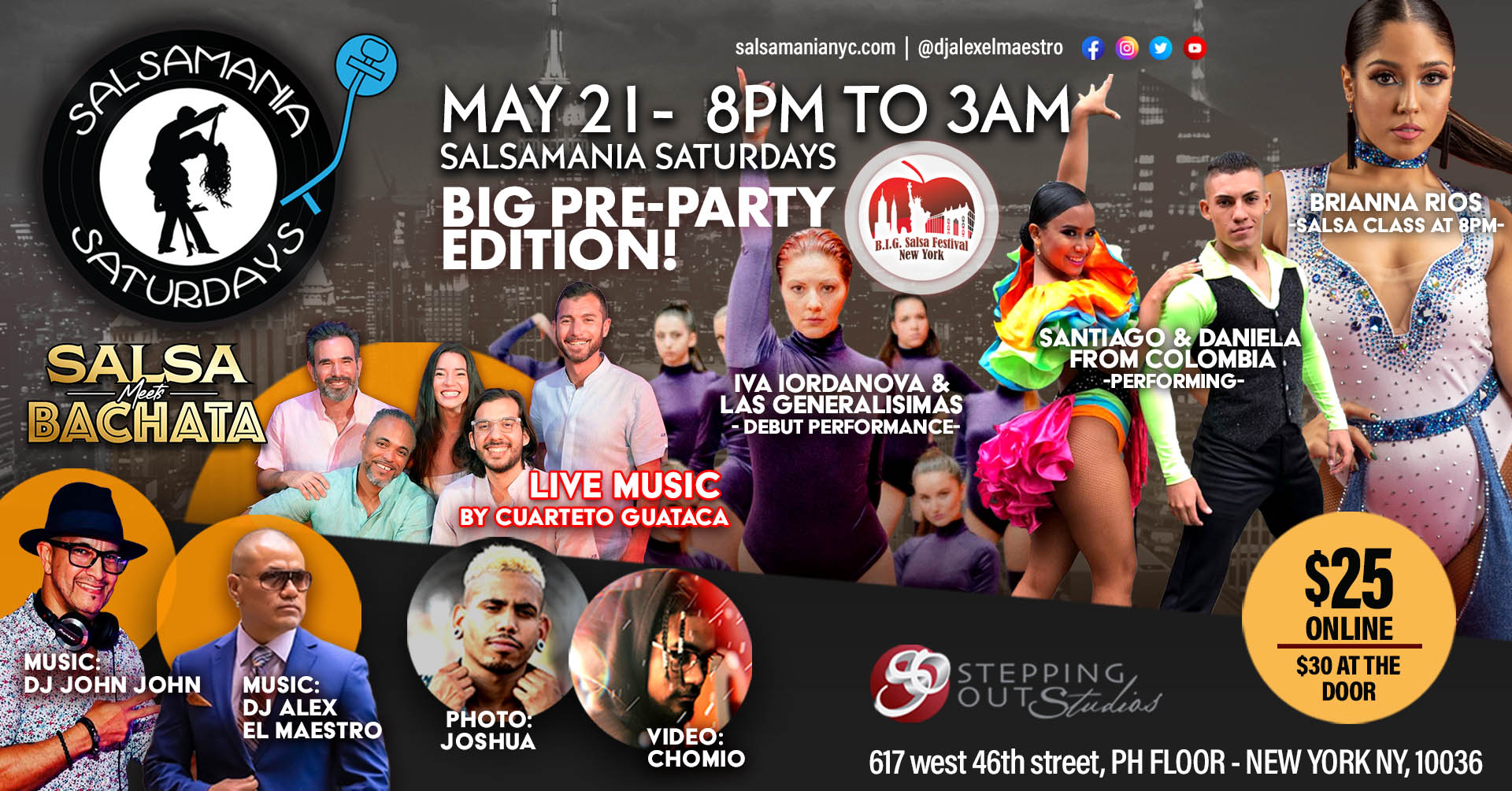 Salsamania Saturdays & Salsa Meets Bachata Pre Party for the BIG Salsa Festival LIVE MUSIC Event