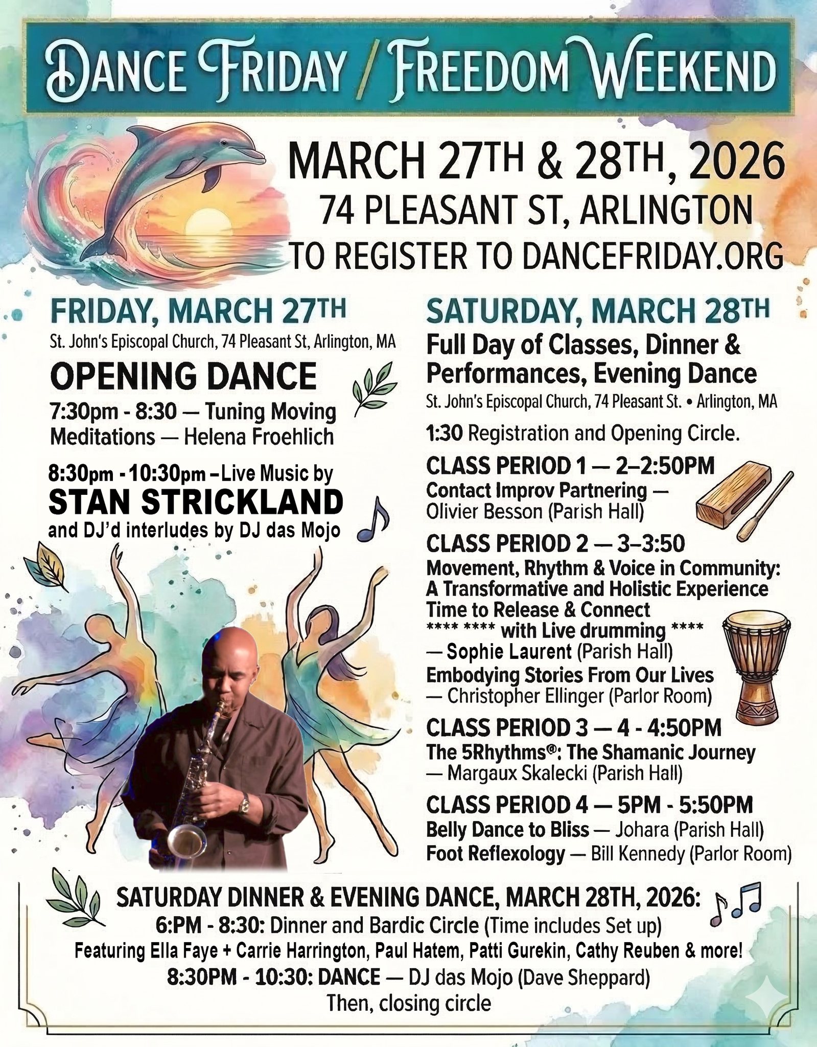 Dance Friday Freedom Spring Dance Weekend. Classes, Live music Dances and more