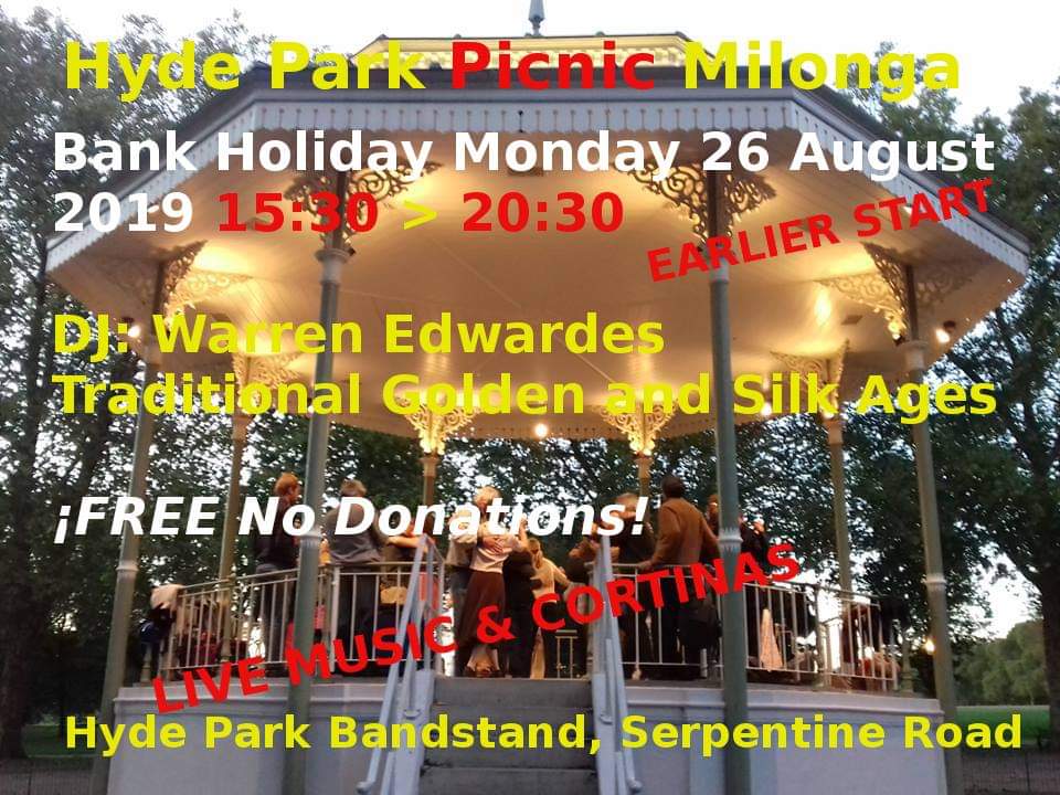 Free Hyde Park Milonga 26Aug19
