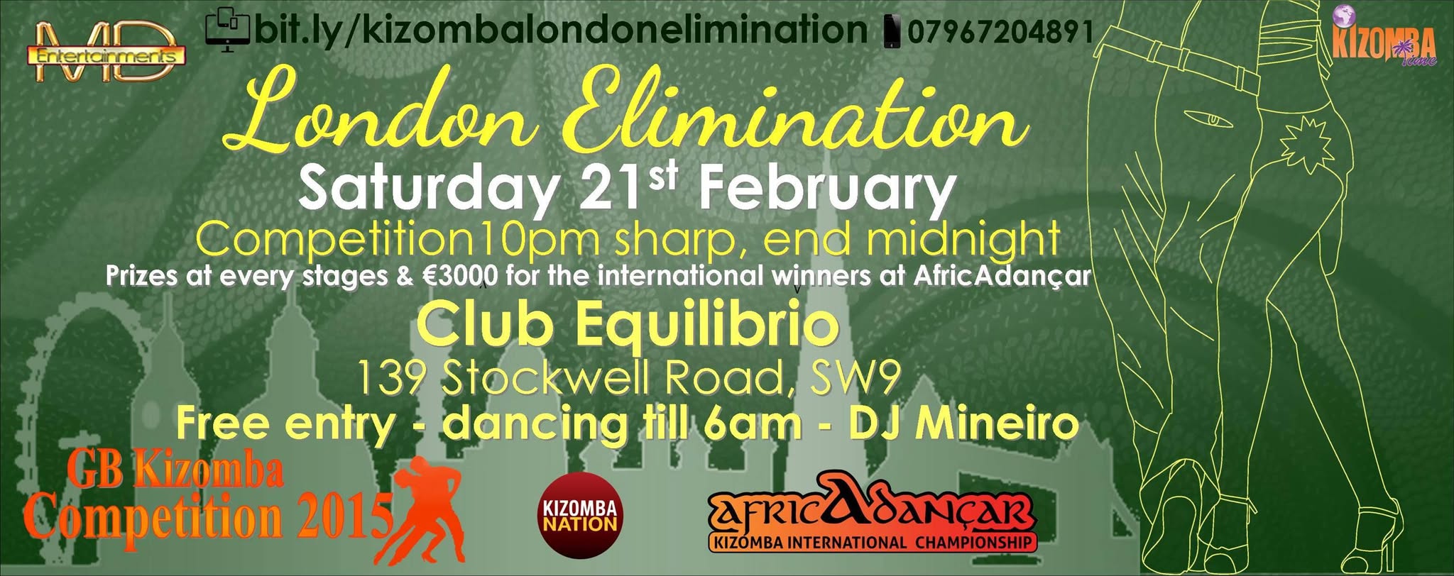 LONDON ELIMINATION for GB KIZOMBA AFRICADANCAR UK 2015 - Club Equilibrio, 21 Feb at 10pm!