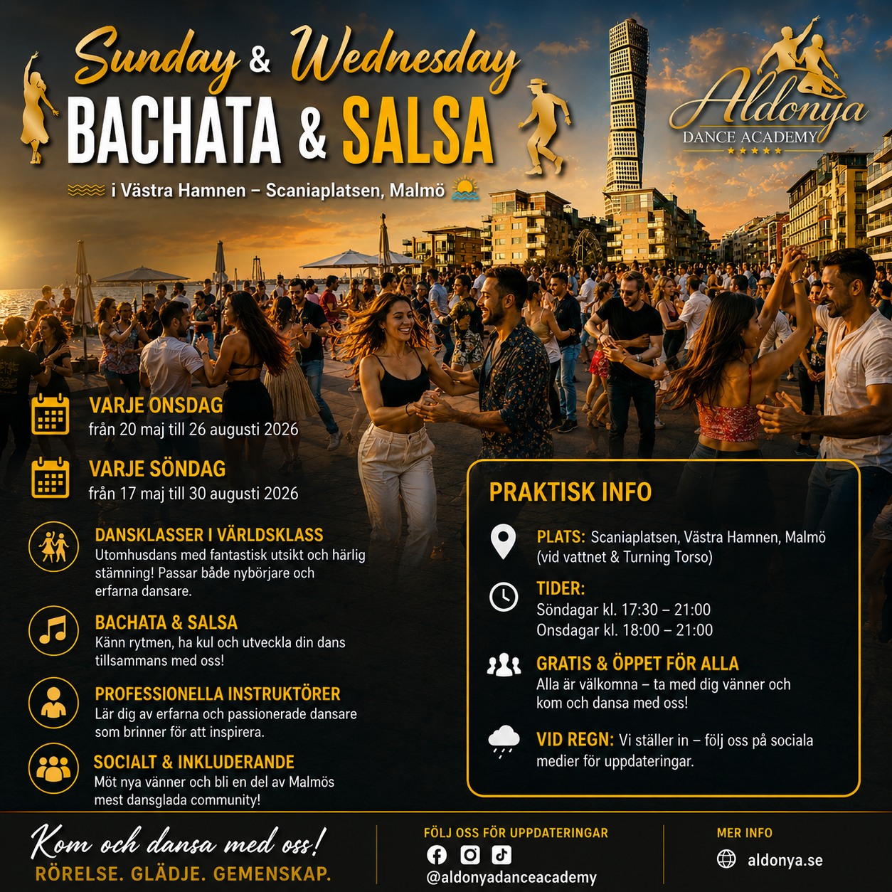★Bachata & Salsa social dans • Bachata workshops • Varje onsdag & söndag • Scaniaplatsen • ADA★