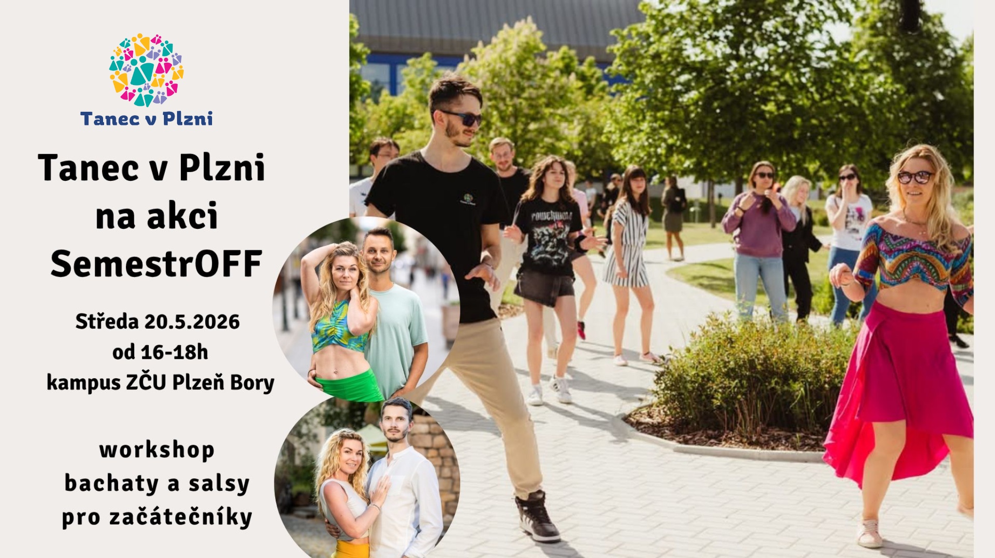 Tanec v Plzni na SemestrOFF (ZČU kampus) - workshopy bachaty a salsy