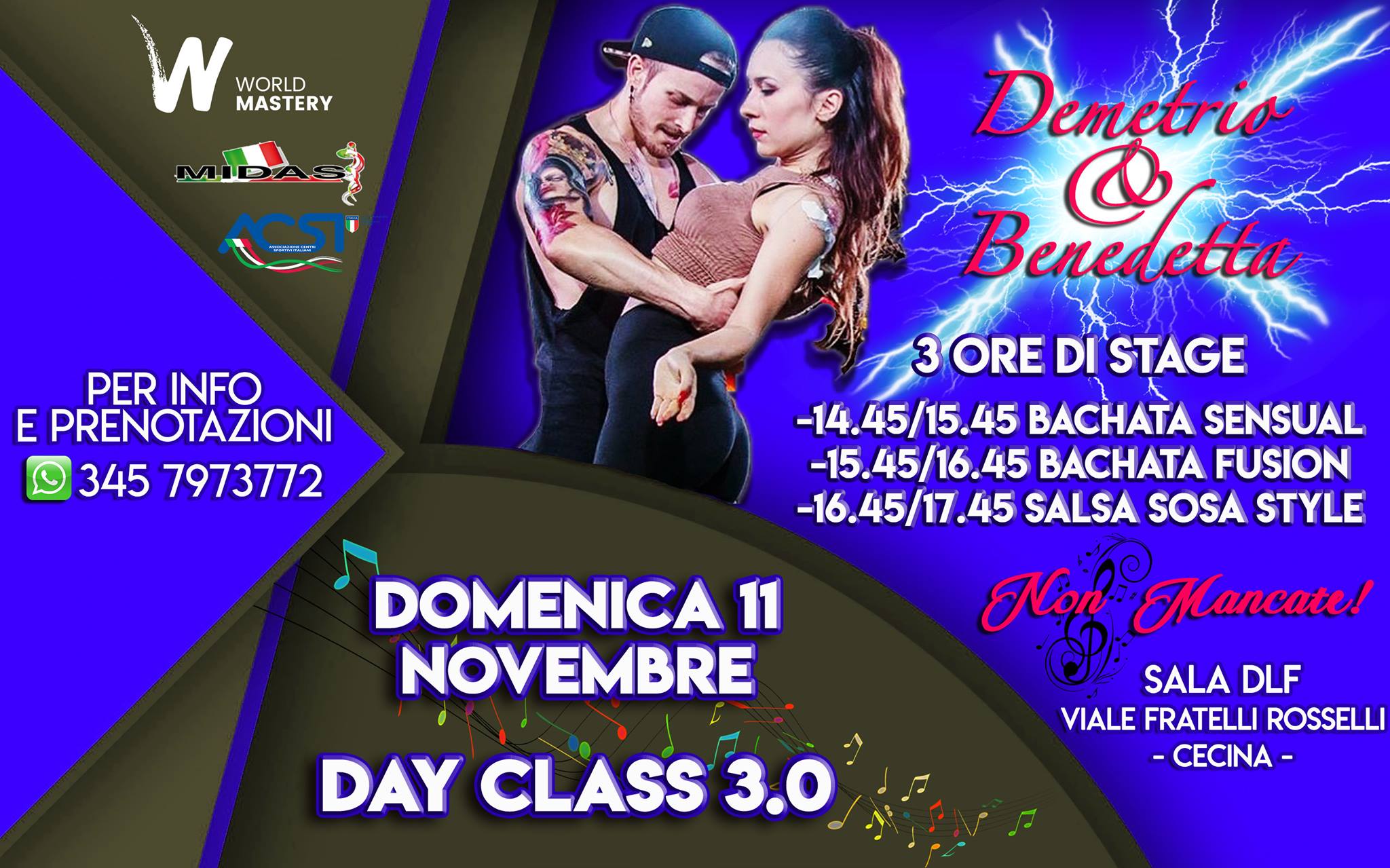 Domenica 11 Novembre Day Class 3.0 - 3 ore di Stage - Cecina