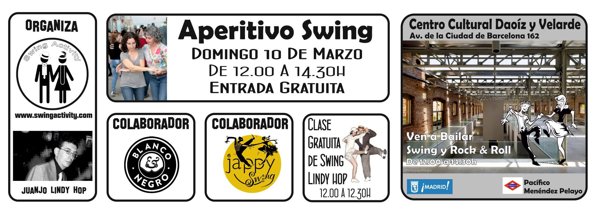 Aperitivo Swing C.C Daoiz y Velarde. Clases Gratuita de Swing