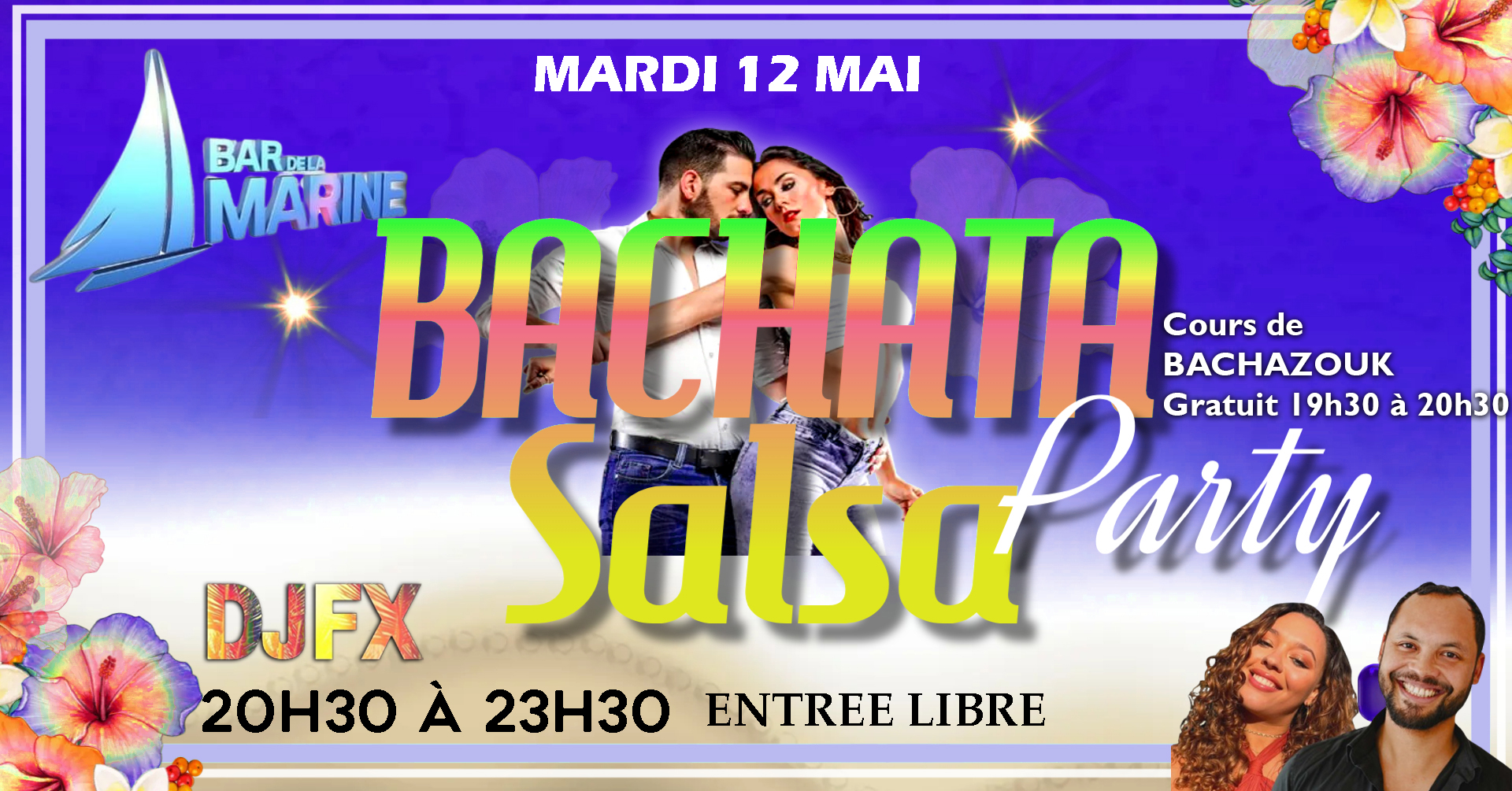 ⭐Soirée BACHATA Salsa⭐Mardi 12 MAI BAR DE LA MARINE St Gilles 💥Entrée Libre💥 20h30 à 23h30 DJ FX
