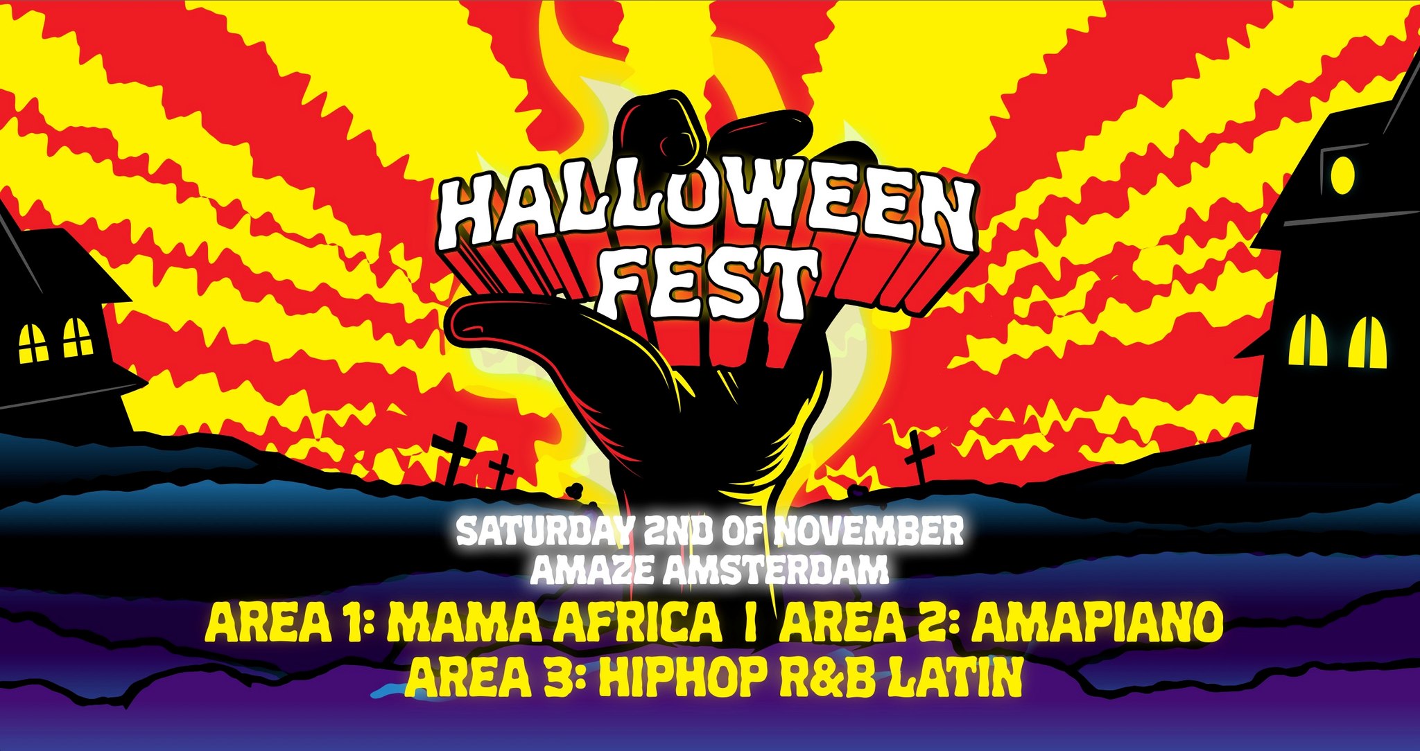 Halloween Fest Amsterdam 3 Stages Mama Africa Amapiano HipHop, Latin + R&B