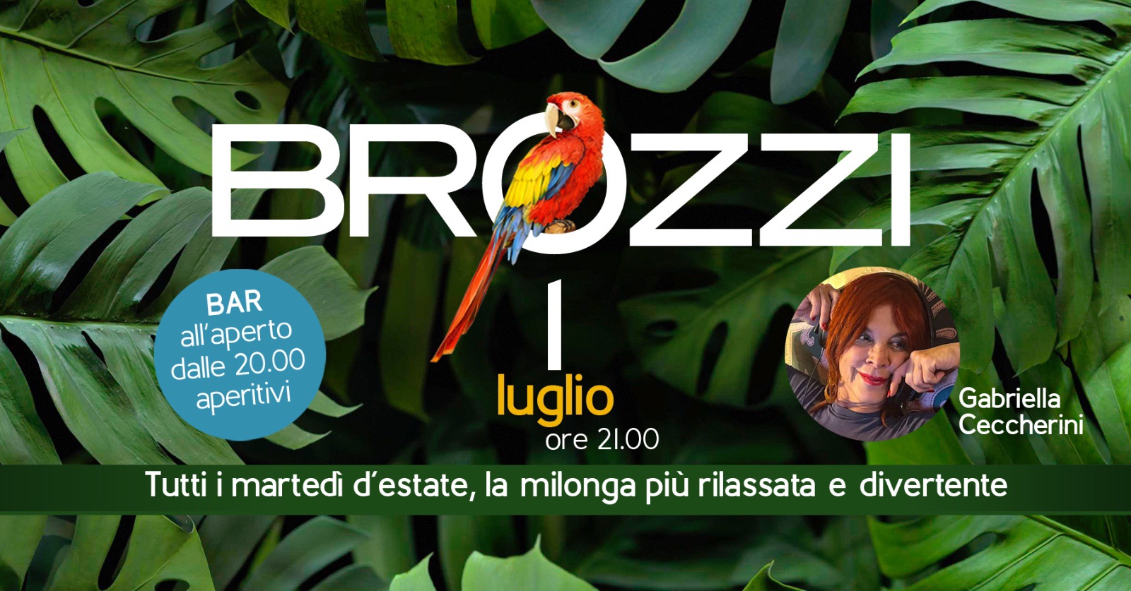 1 luglio Milonga estiva di Brozzi con dj Gabriella Ceccherini 🦜