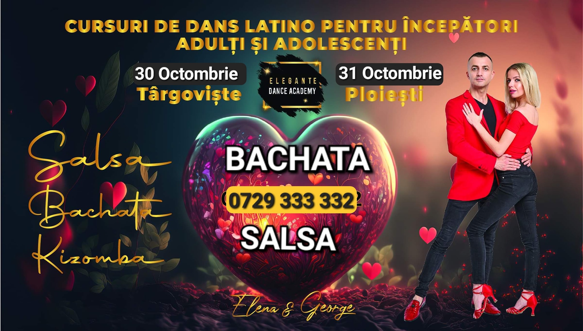 Bachata și Salsa - Înscrieri pentru începători din 30 și 31 Octombrie la Târgoviște și Ploiești