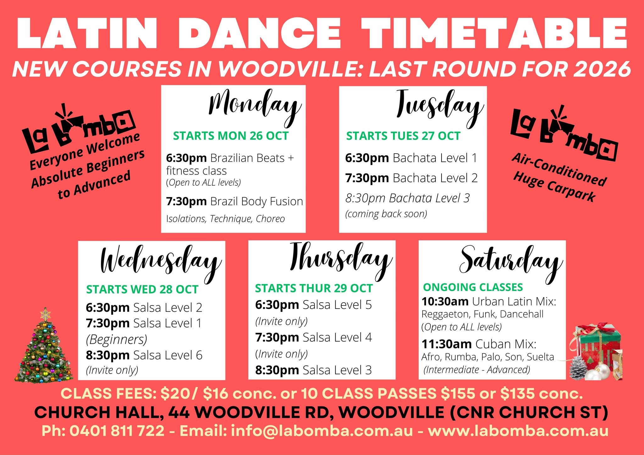 Learn LATIN DANCE with LA BOMBA (final courses for the year)