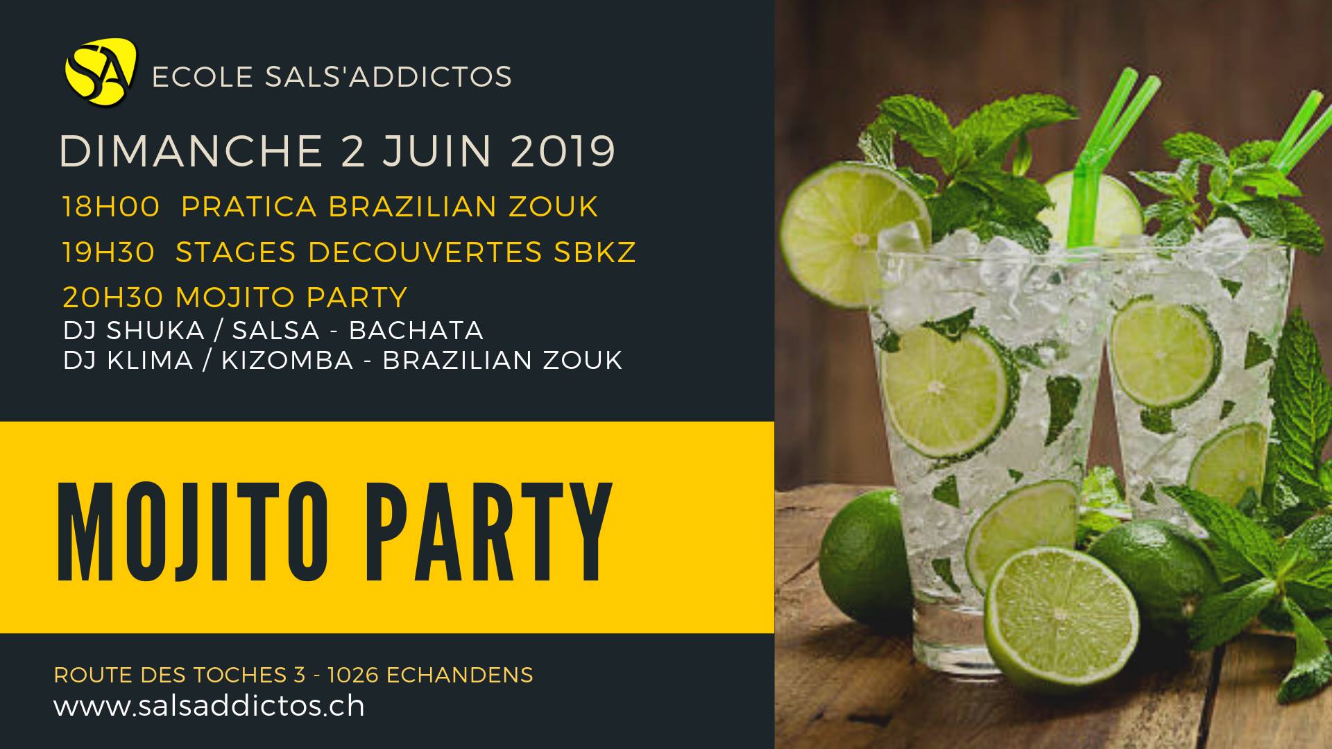 Mojito Party & Stages découverte SBKZ & Pratique Zouk Brésilien