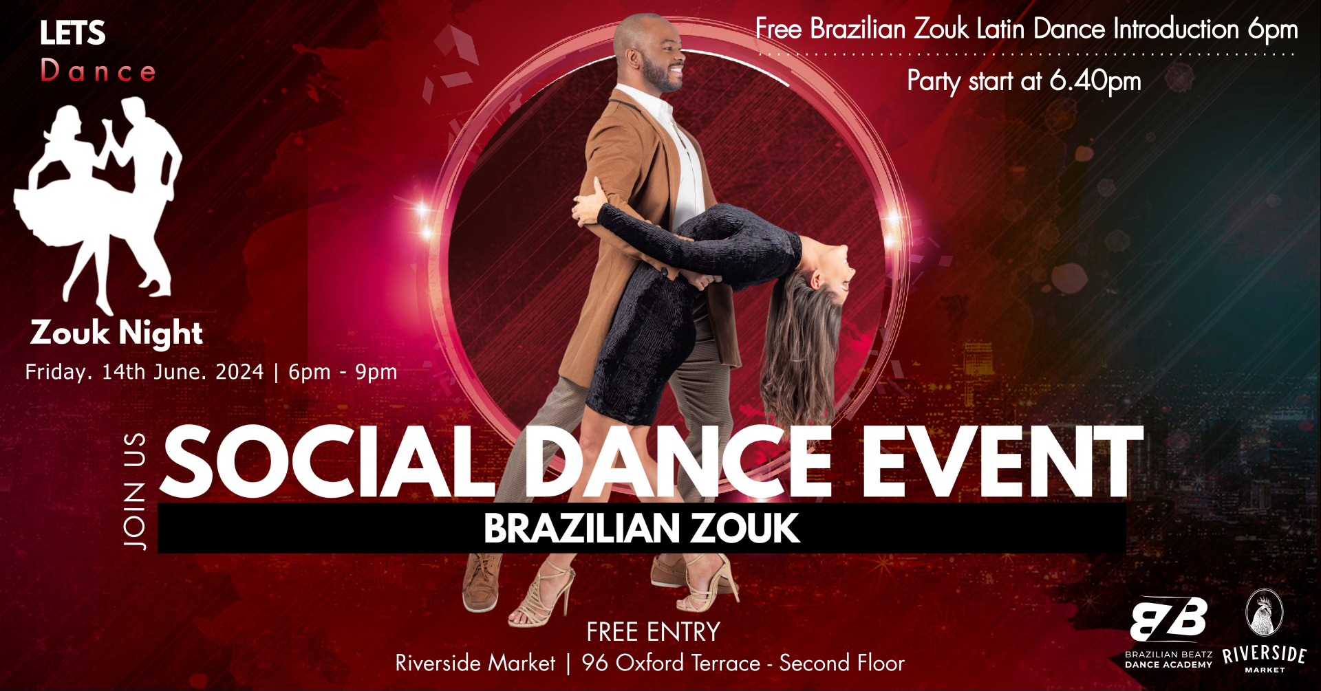 Brazilian Zouk Night Free Intro to Zouk + dance party at the Riverside Market
