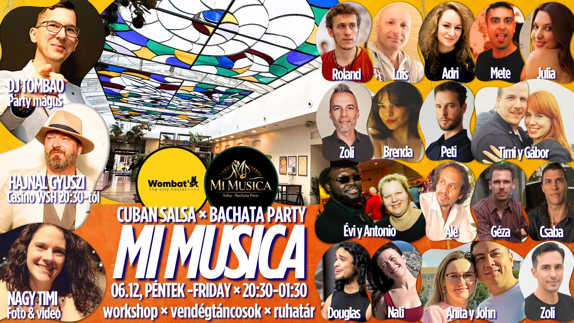 Mi Musica Salsa-Bachata WOMBAT's 06.12 🕣 20:30-01:30 🕺Hajnal Gyuszi Workshop & Vendégtáncosok