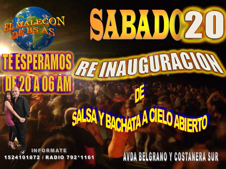 HOY SÁBADO 30 El Malecón de Buenos Aires Salsa y Bachata a Cielo Abierto