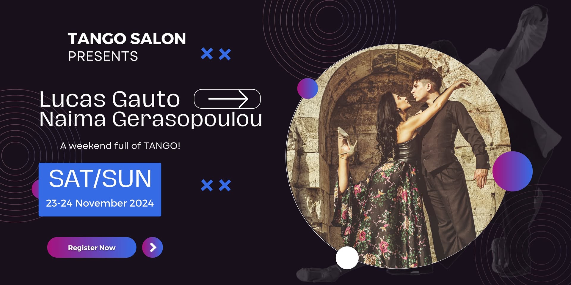 Lucas & Naima 23-24 Νοε 2024, @Tango Salon Heraklion, Σεμινάρια & Milonga με Show