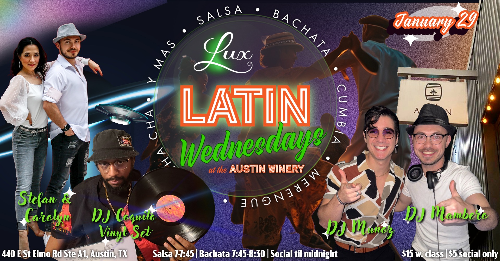 Lux Latin Wednesdays: Jan 29 at Triple Threat Night at The Austin Winery!