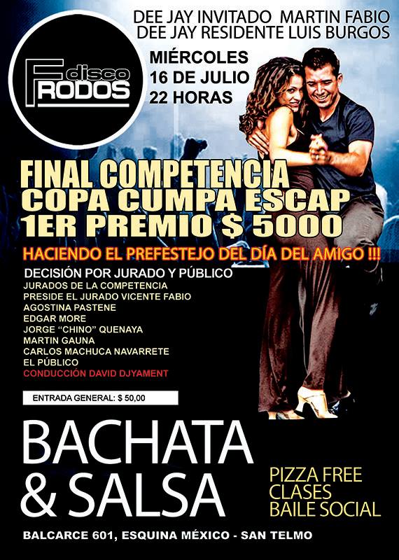 LA MEGAFIESTA DE FRODOS BACHATA "FINAL COPA CUMPA ESCAP, POR UN PREMIO DE $ 5000 EN EFECTIVO. PREFESTEJO DEL DÍA DEL AMIGO !!!