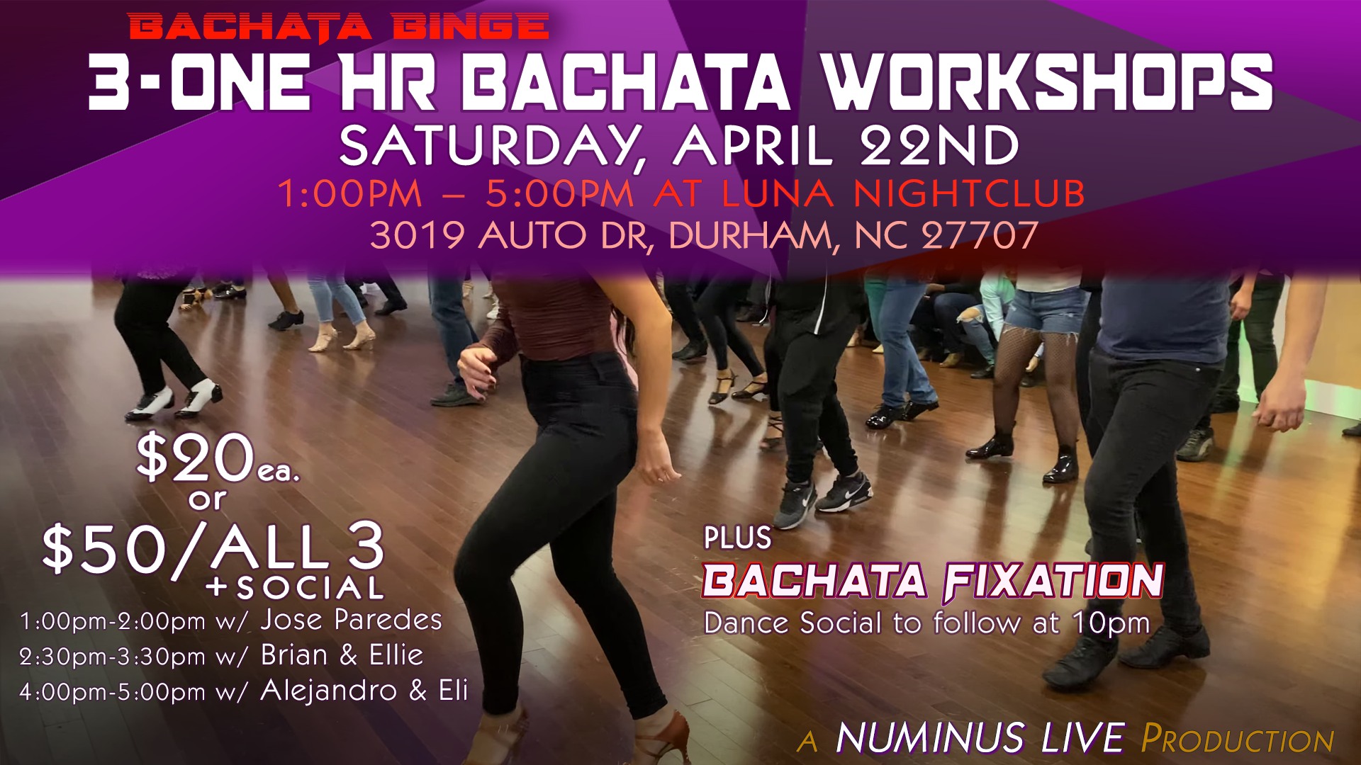 3 - One Hour Bachata Workshops - Bachata Binge