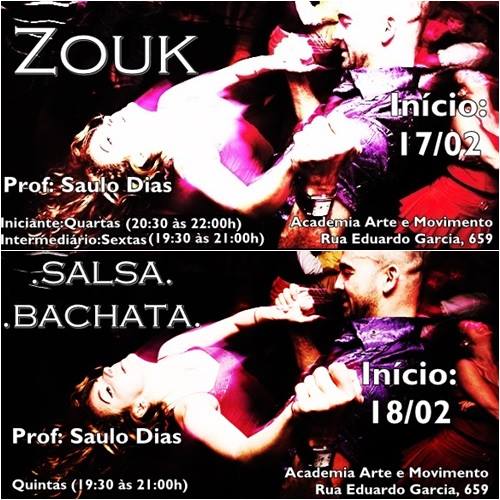 Aulões- Zouk Salsa & Bachata- Prof Saulo Dias