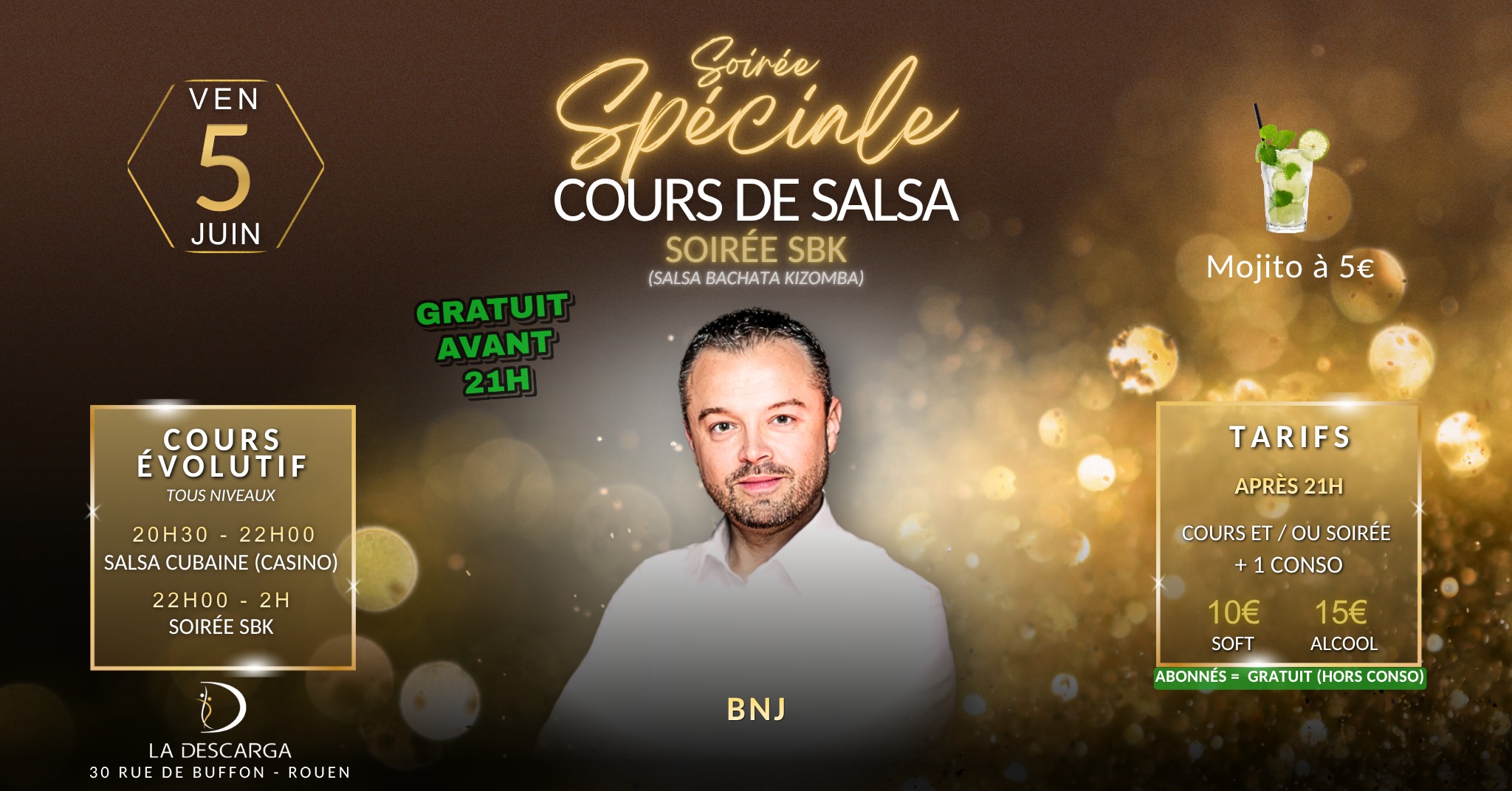 SoirΓ©e SpΓ©ciale Cours de Salsa - SoirΓ©e Salsa, Bachata & Kizomba (SBK) Γ La Descarga