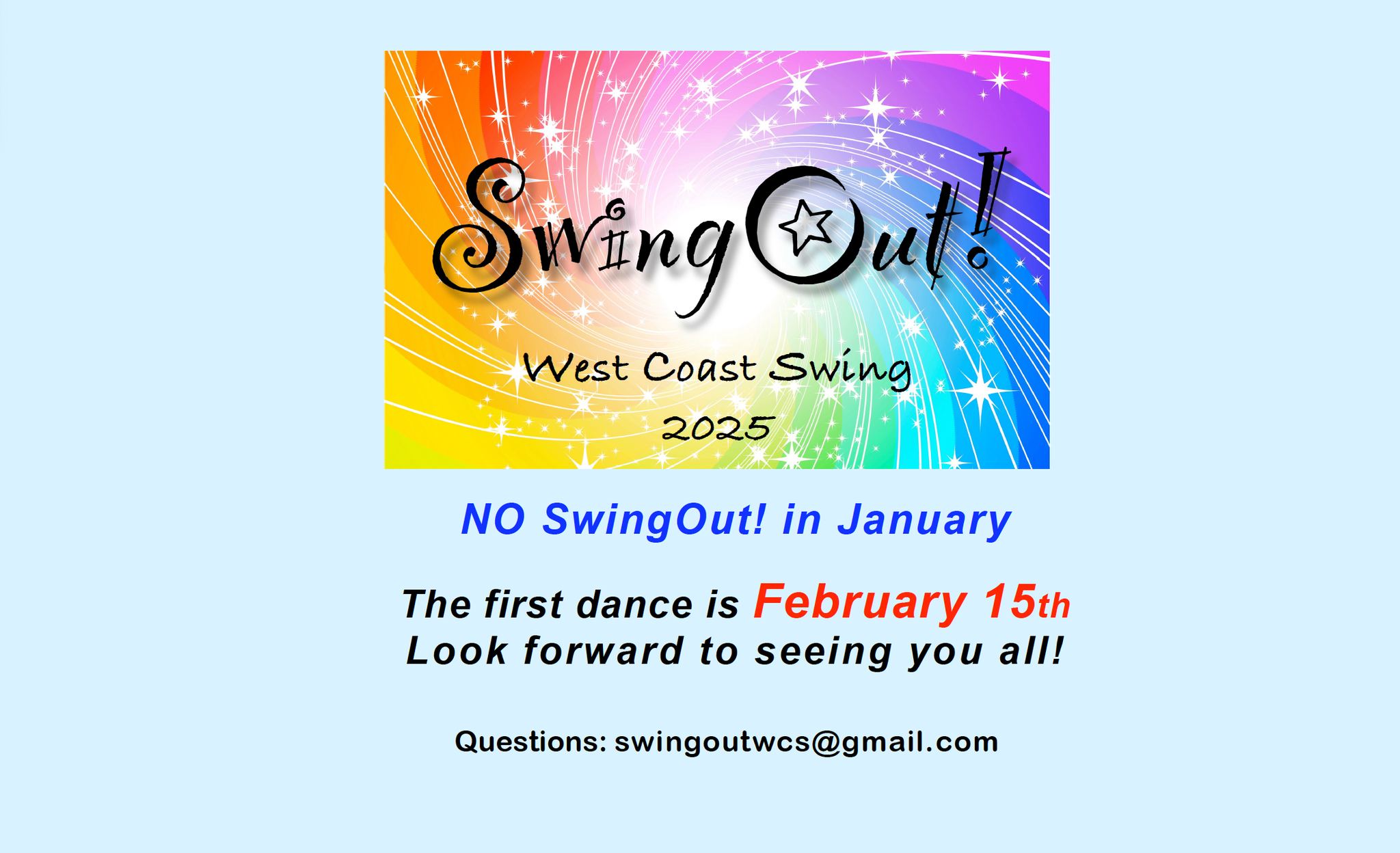 No SwingOut! in January. Next Dance is February 15